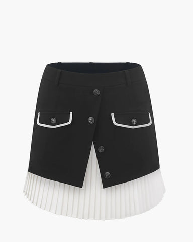 FairLiar 23SS Layered Pocket Pleats Skirt BLACK