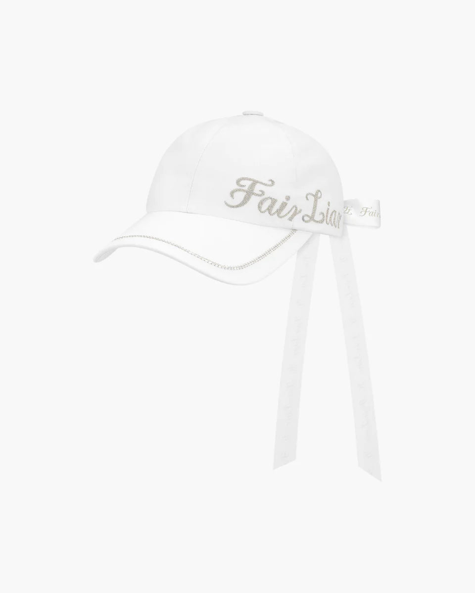 FAIRLIAR WOMEN LOGO-EMBROIDERED RIBBON CAP SILVER ONE SIZE