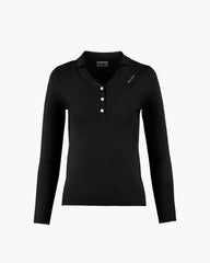 FAIRLIAR WOMEN RIBBON POINT COLLAR KNIT BLACK