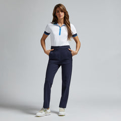 G/FORE WOMEN'S CONTRAST QUARTER ZIP TECH PIQUÉ POLO