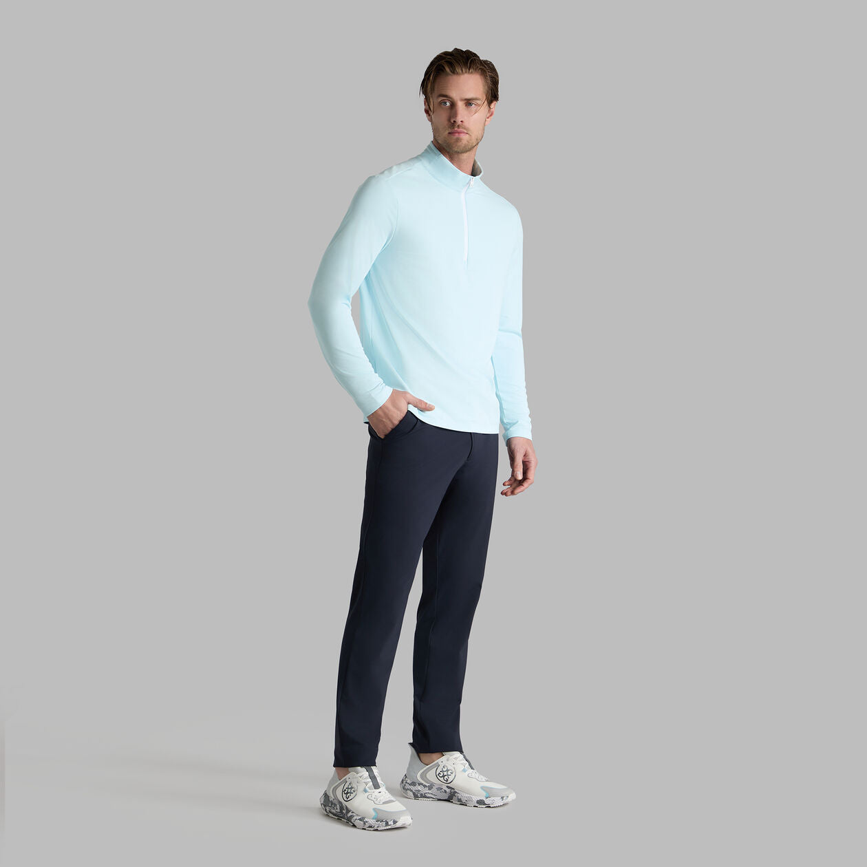 G/FORE Men Brushed Back Tech Quarter Zip