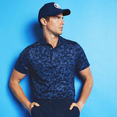 G/FORE MEN MAPPED ICON CAMO TECH JERSEY MODERN SPREAD COLLAR POLO