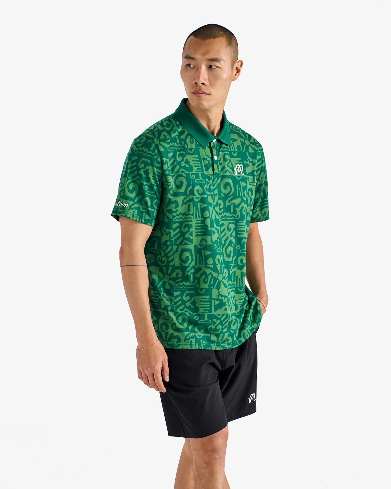 Malbon Golf Men Mezzo Performance Pique Printed Polo