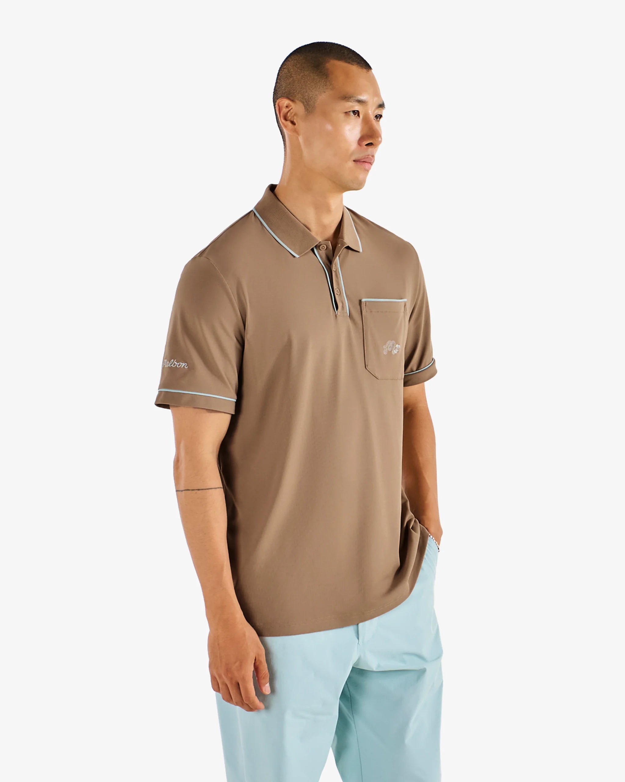 Malbon Golf Men's Dove Performance Pique Polo