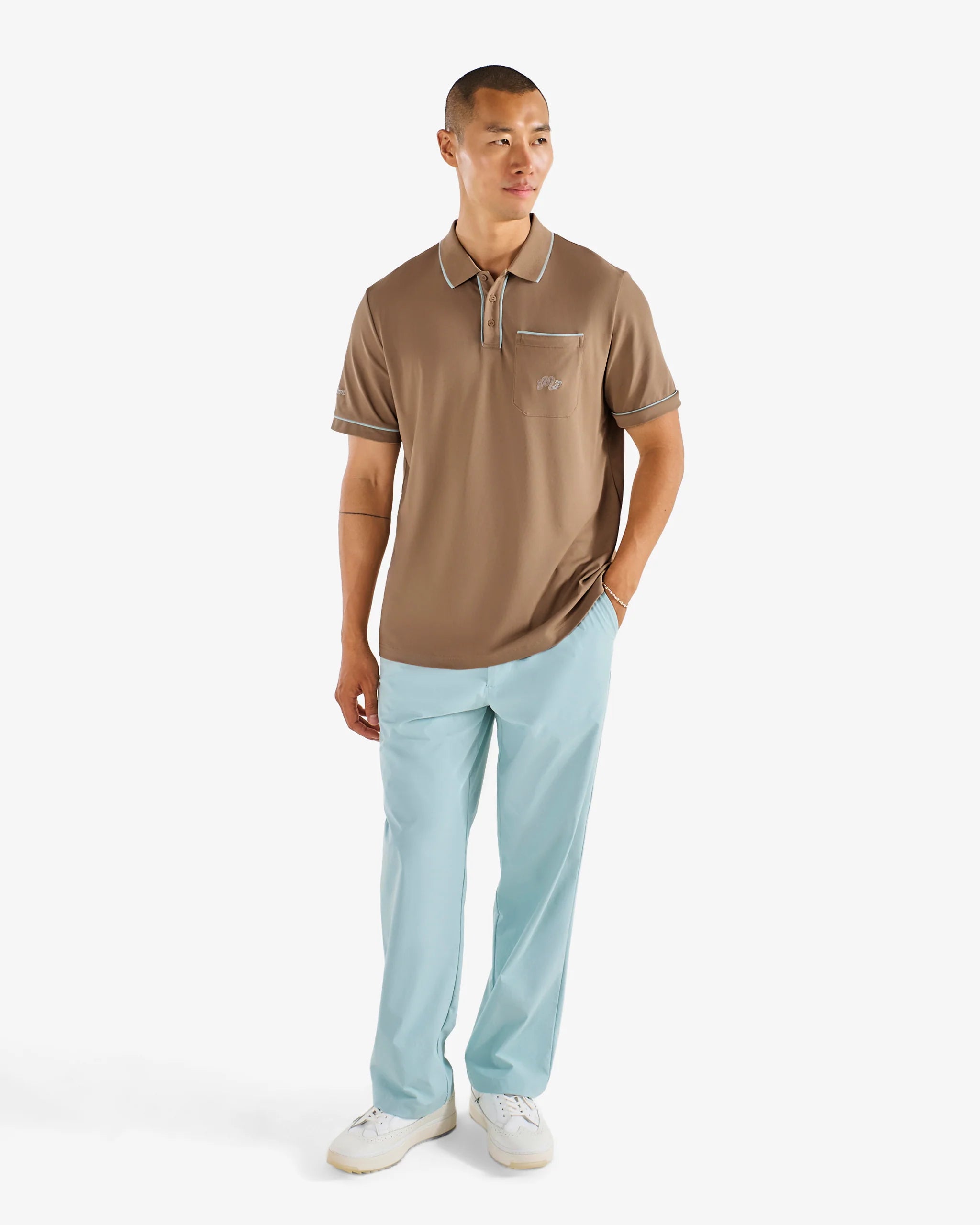 Malbon Golf Men's Dove Performance Pique Polo