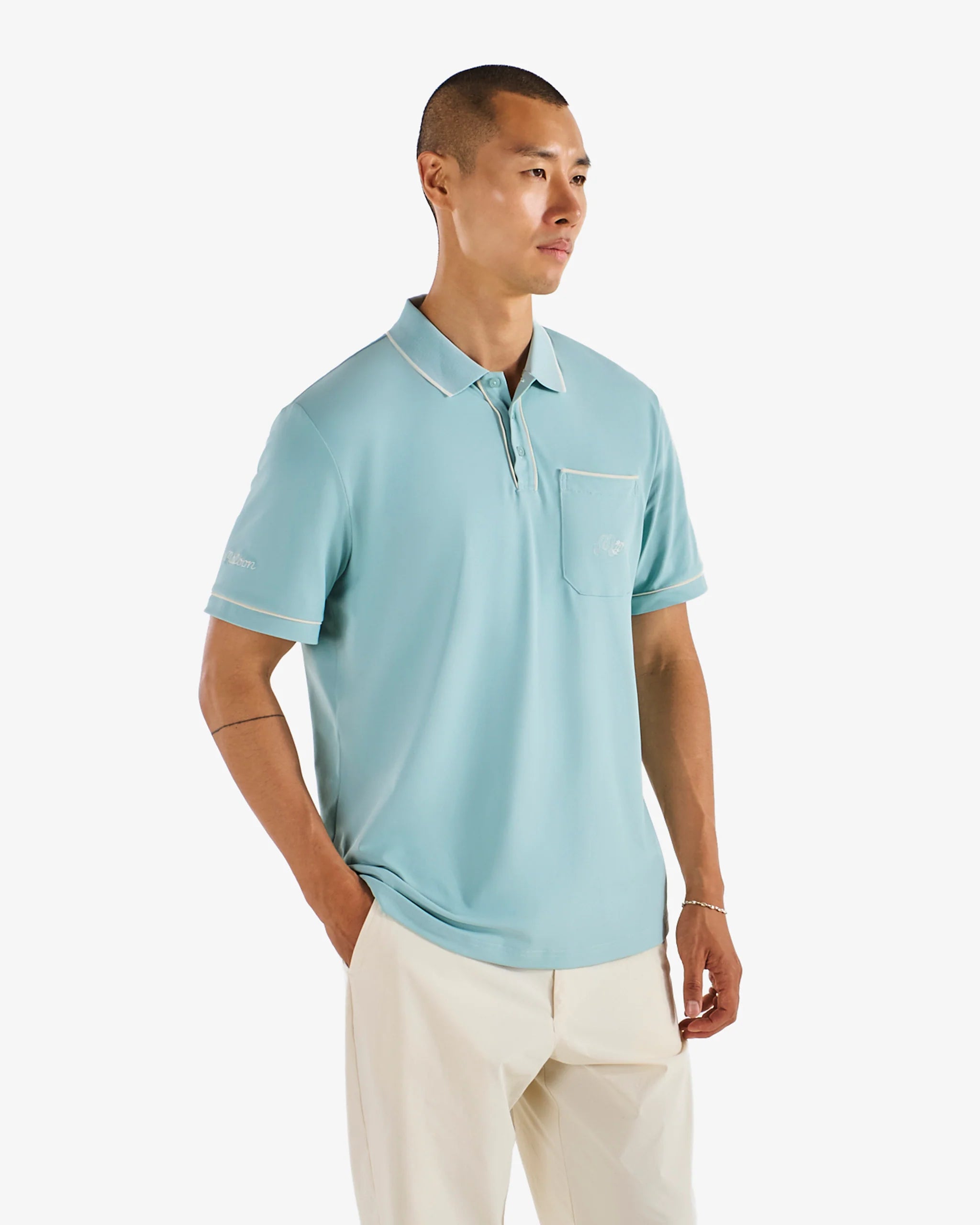 Malbon Golf Men's Dove Performance Pique Polo