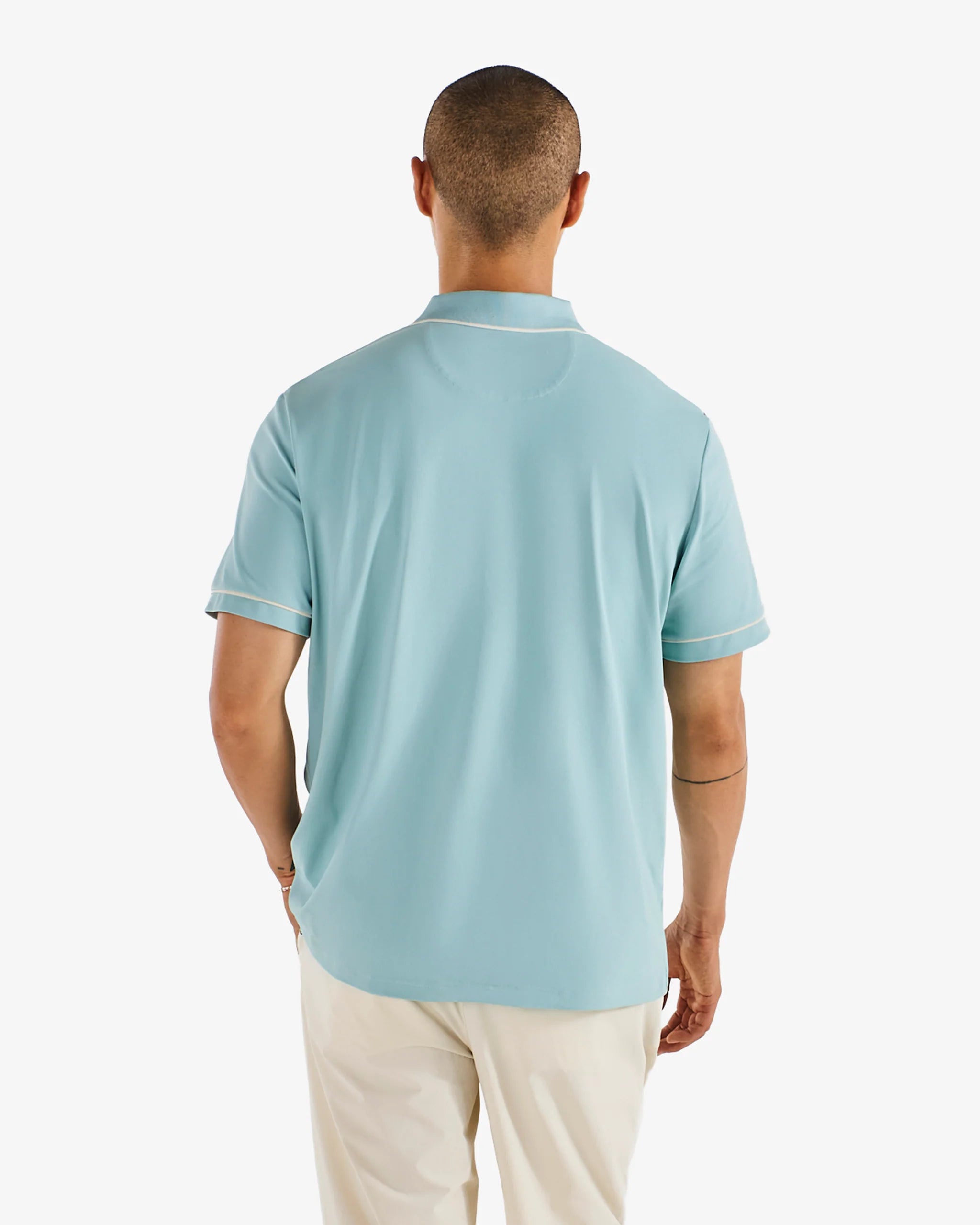 Malbon Golf Men's Dove Performance Pique Polo
