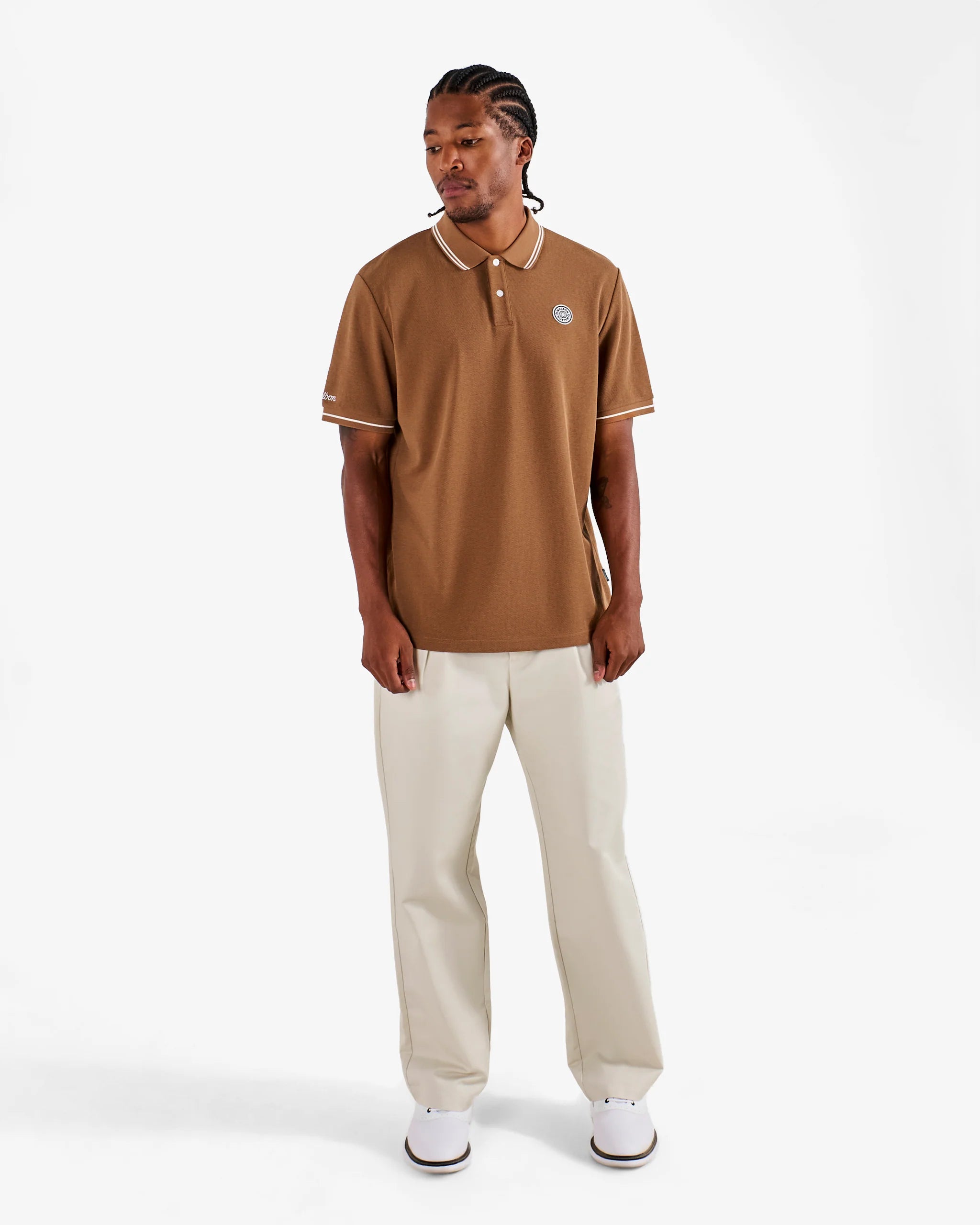 MALBON GOLF Men's Fairway Applique Pique Polo