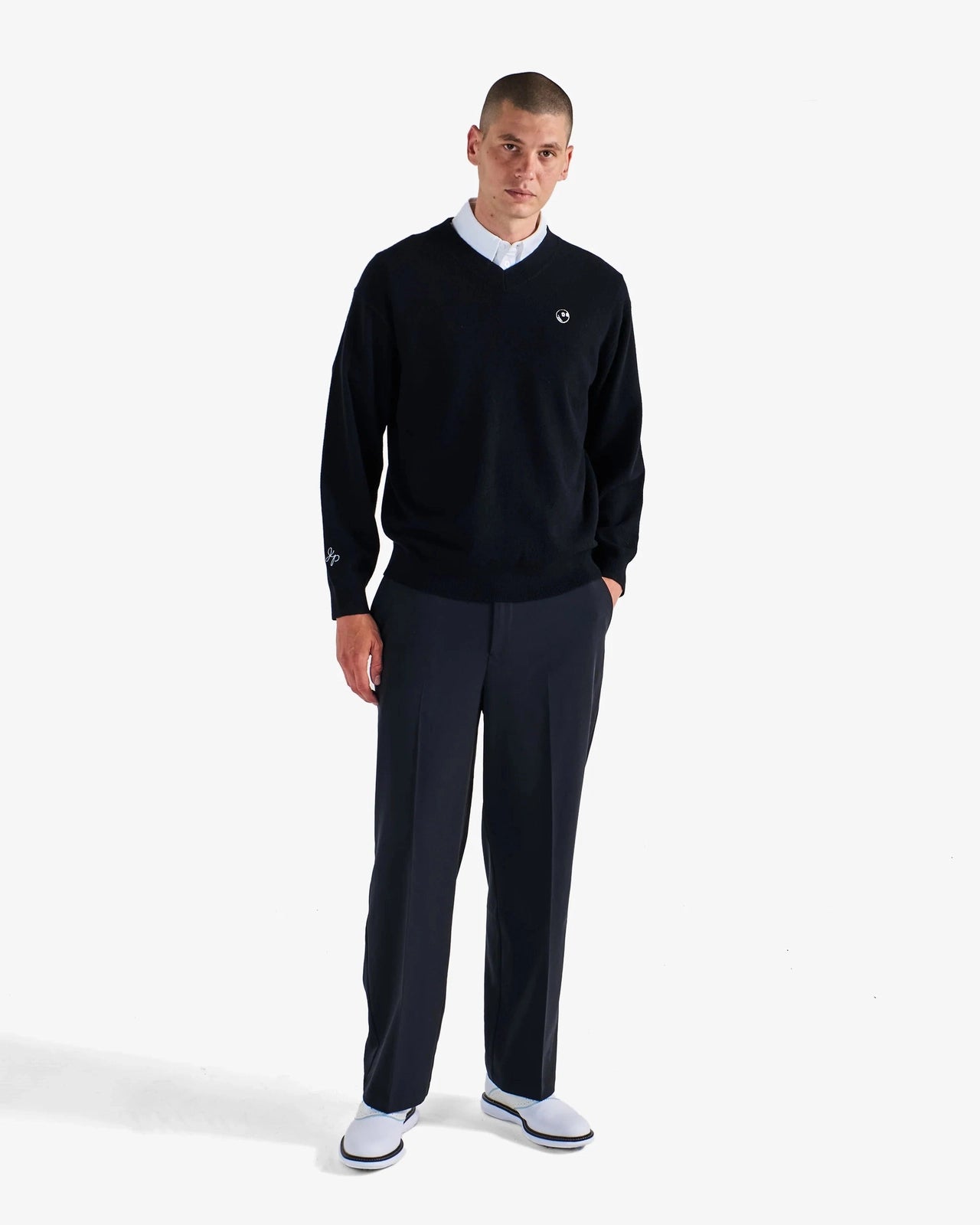 Malbon Golf Men Jesper Parnevik V Neck Merino Wool Sweater