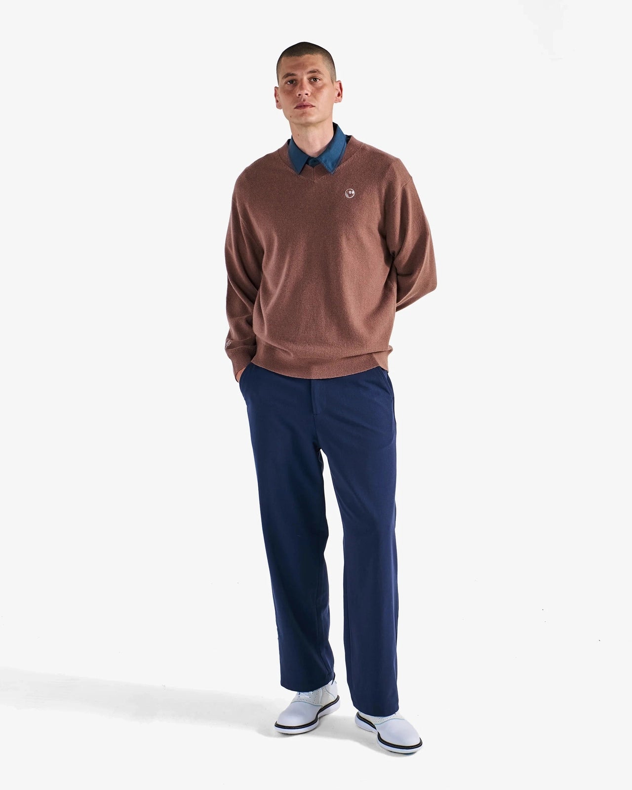 Malbon Golf Men Jesper Parnevik V Neck Merino Wool Sweater