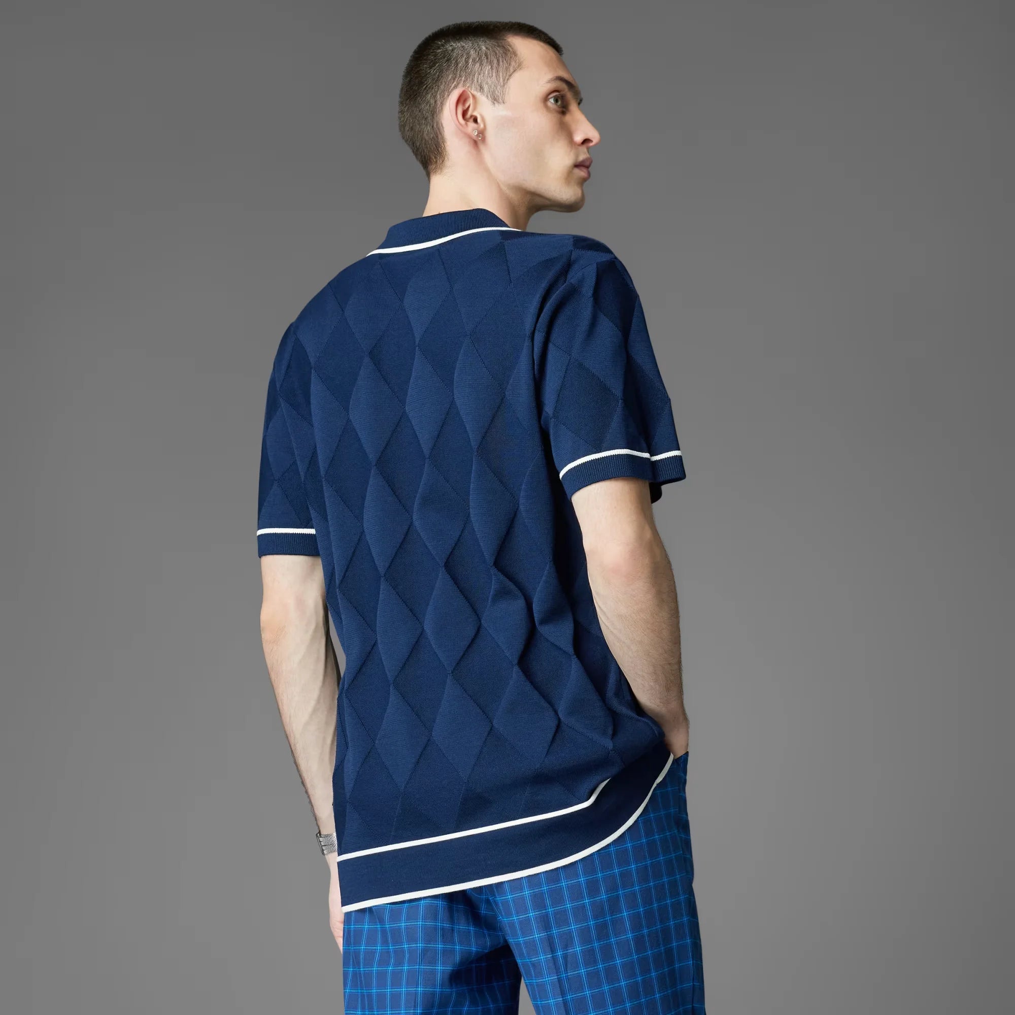 Adidas Originals Men Argyle Knit Polo Shirt