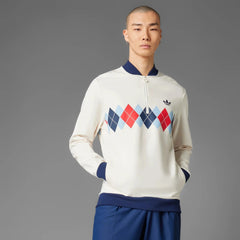 Adidas Originals Men Argyle Printed 1/4-Zip Sweatshirt