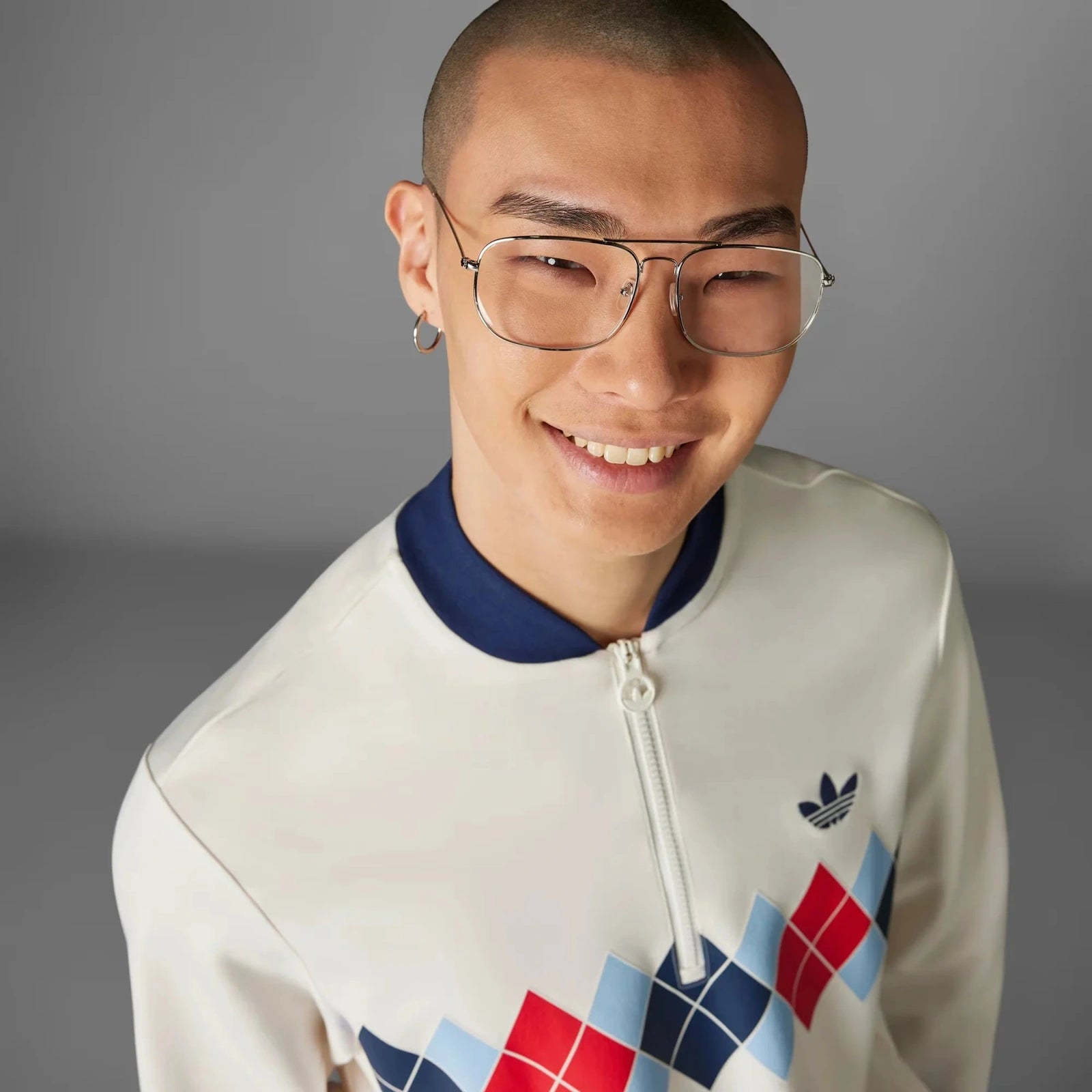 Adidas Originals Men Argyle Printed 1/4-Zip Sweatshirt – Par