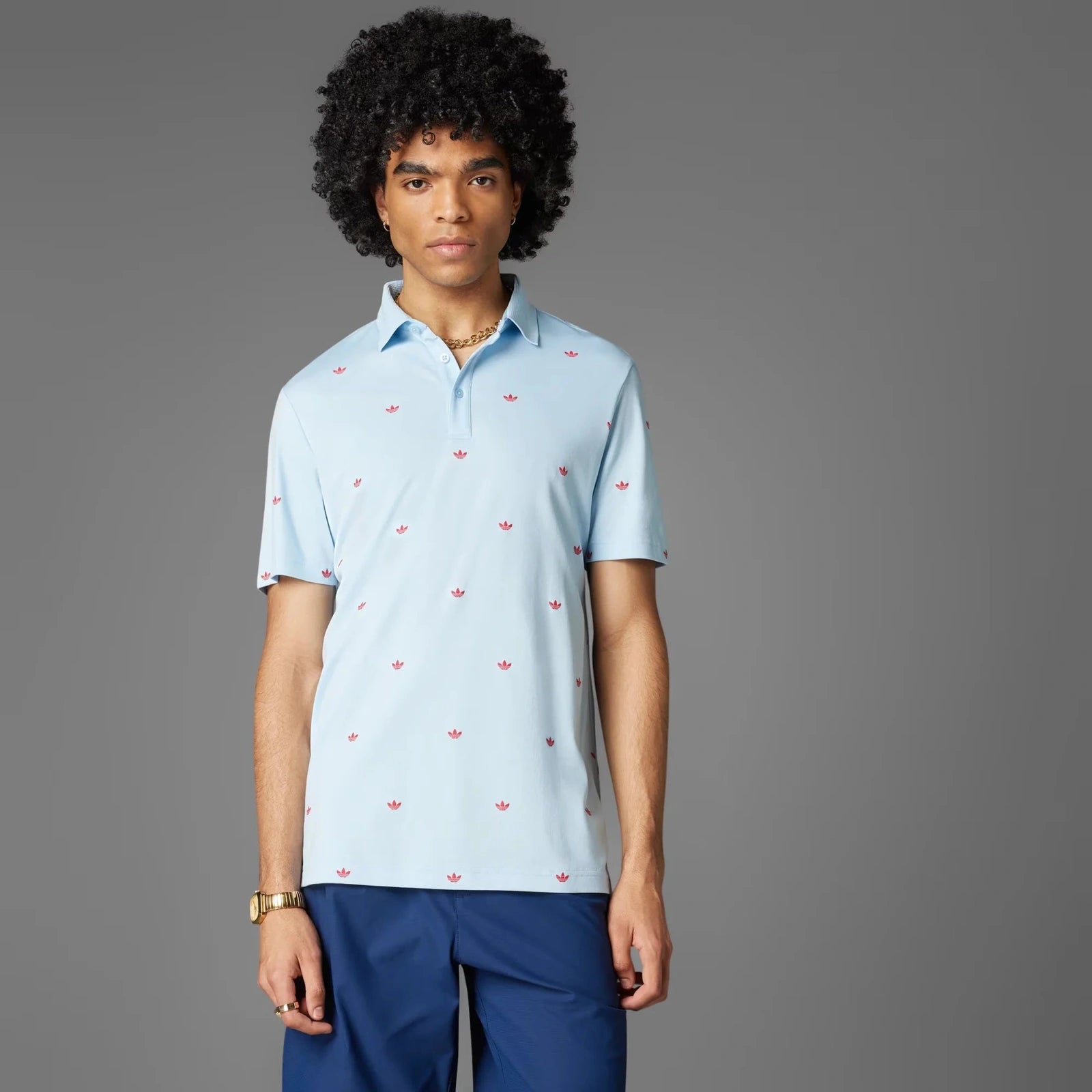 Adidas Originals Men Printed Trefoil Polo Shirt