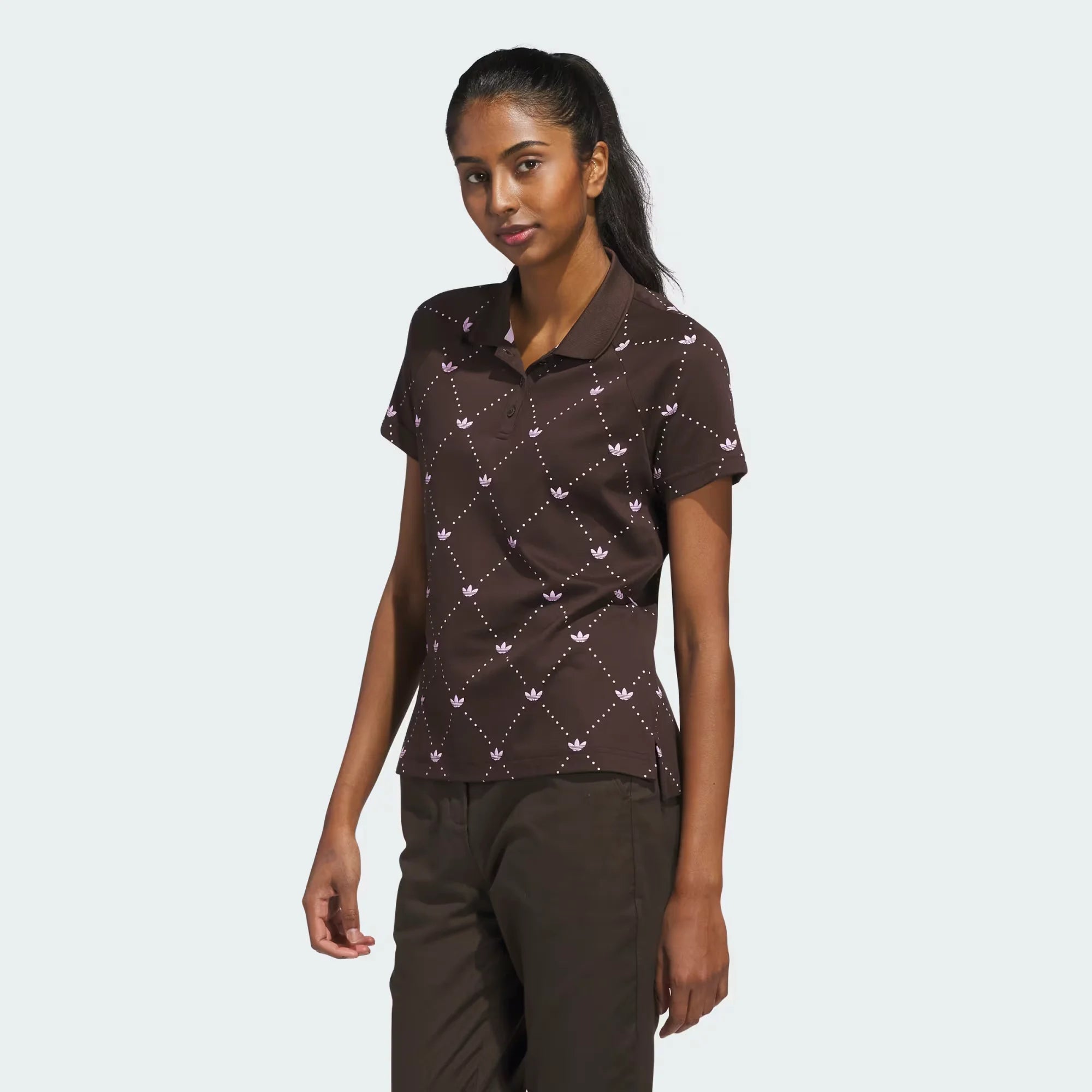 Adidas Women Originals Printed Trefoil Polo Shirt