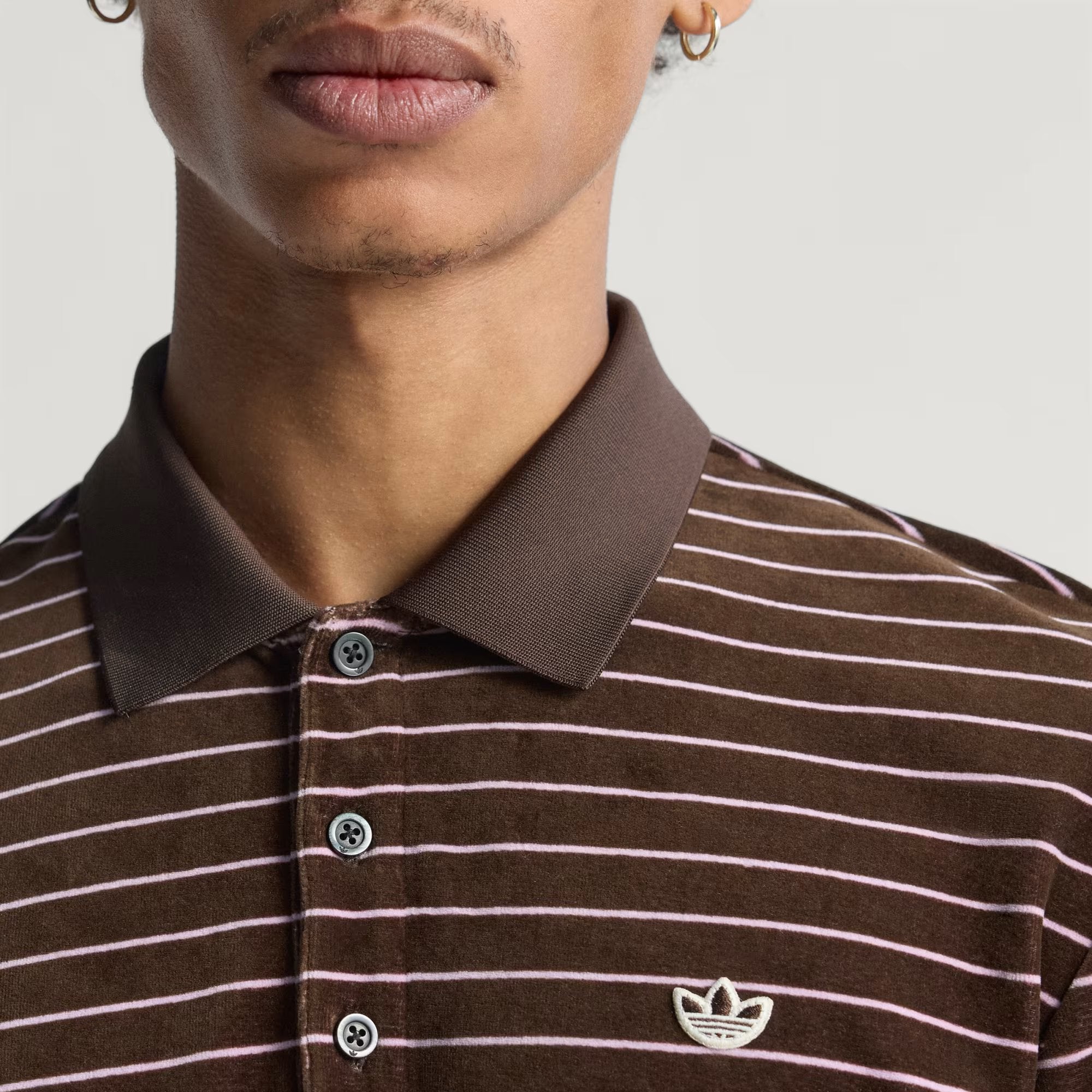 ADIDAS Originals Men Velour Long Sleeve Polo