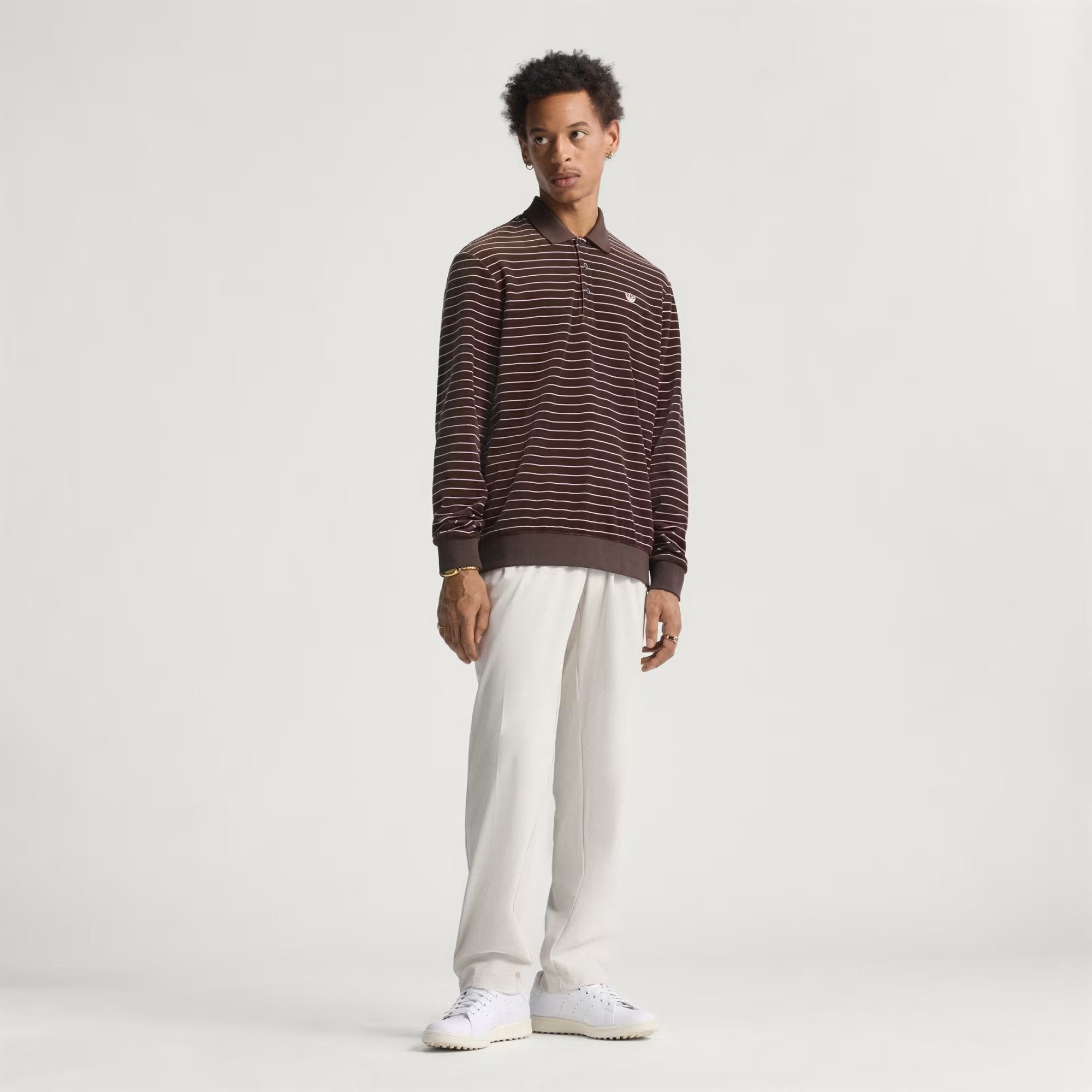 ADIDAS Originals Men Velour Long Sleeve Polo