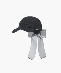 FAIRLIAR WOMEN SATIN ORGANZA RIBBON CAP OSFA BLACK