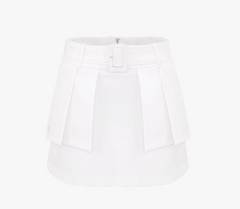 FairLiar 23SS Belt Flap Highwaist Skirt WHITE