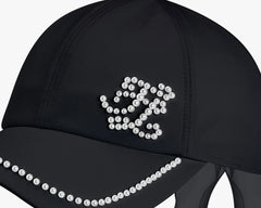 FAIRLIAR WOMEN PEARL TRIMMED RIBBON CAP