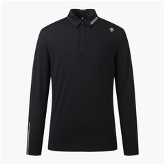 DESCENTE GOLF MEN'S ONE POINT COLLAR LONG SLEEVE T-SHIRT BLACK