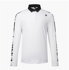 DESCENTE GOLF MEN'S PATTERN POINT LONG SLEEVE T-SHIRT WHITE