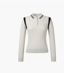 DESCENTE GOLF WOMEN'S RIBBED KNIT LONG SLEEVE LIGHT BEIGE