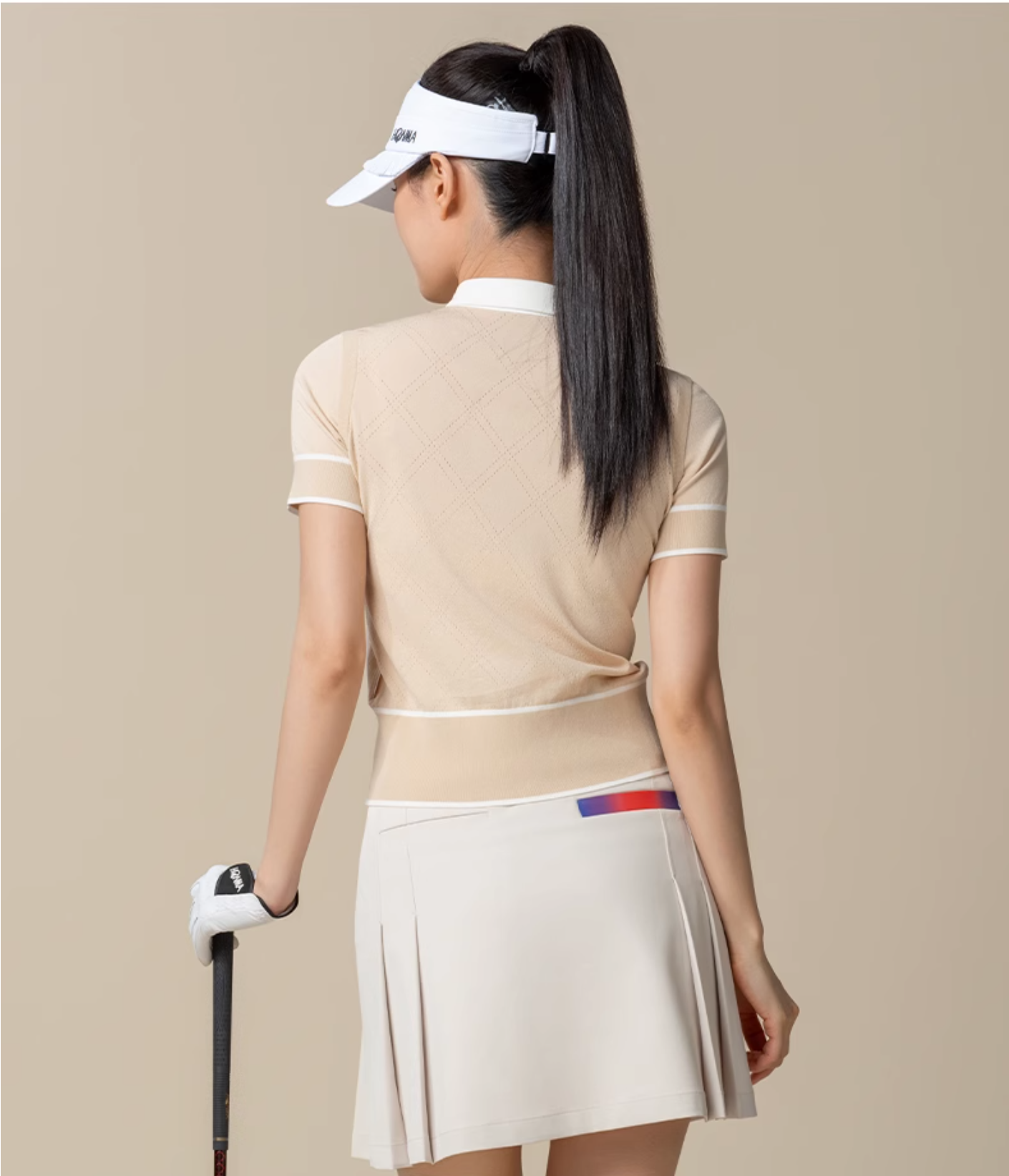 HONMA Women Spring Slanted Knit Short Sleeve Polo