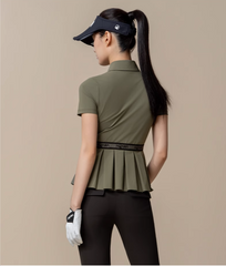 HONMA Women Pleated Short Sleeve Polo