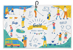 PRINTED PATTERN GOLF TOWEL WITH HOOK