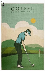 PRINTED PATTERN GOLF TOWEL WITH HOOK