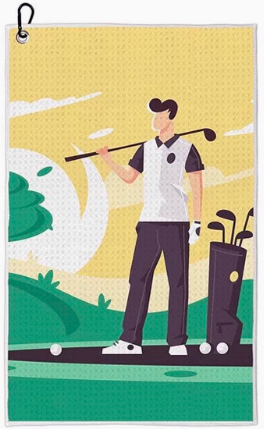 PRINTED PATTERN GOLF TOWEL WITH HOOK