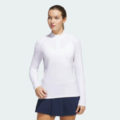 Adidas Women Ultimate365 Solid Quarter-Zip Mock Polo Shirt