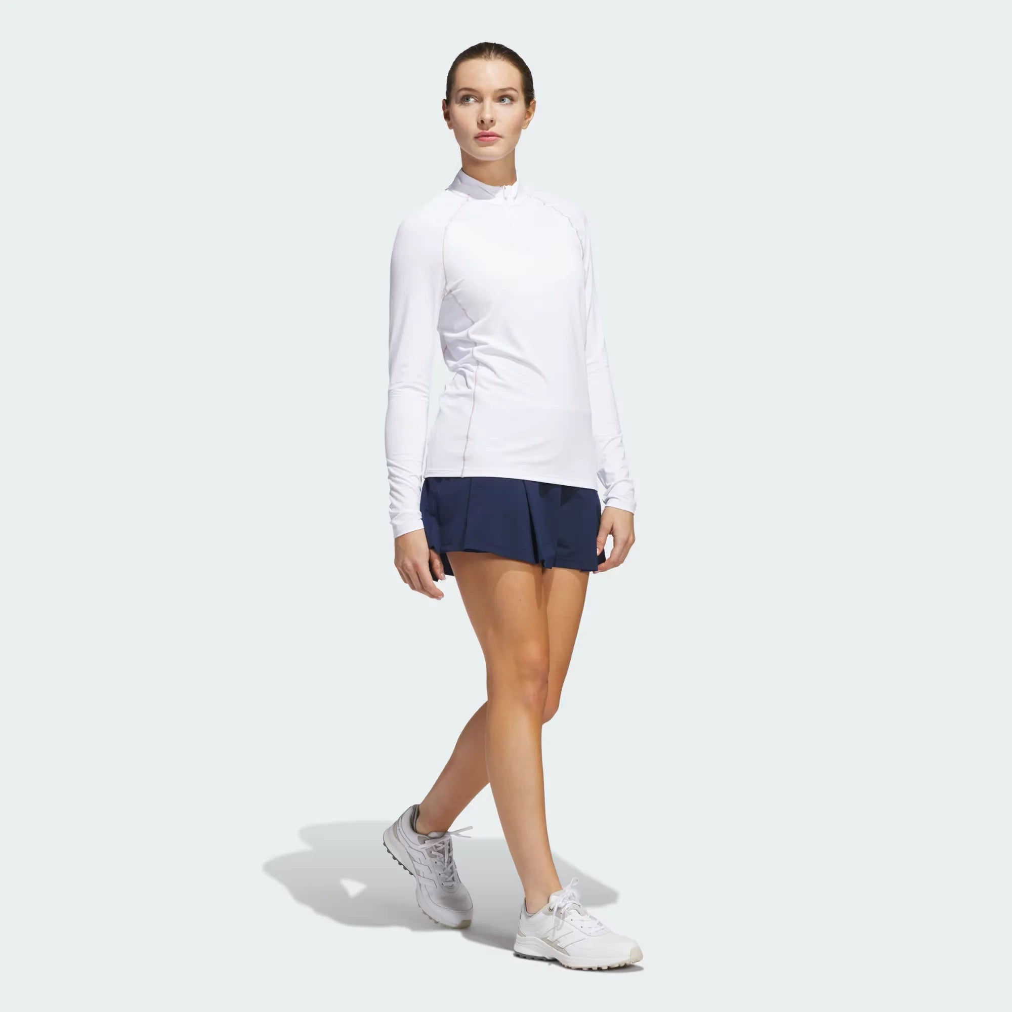 Adidas Women Ultimate365 Solid Quarter-Zip Mock Polo Shirt