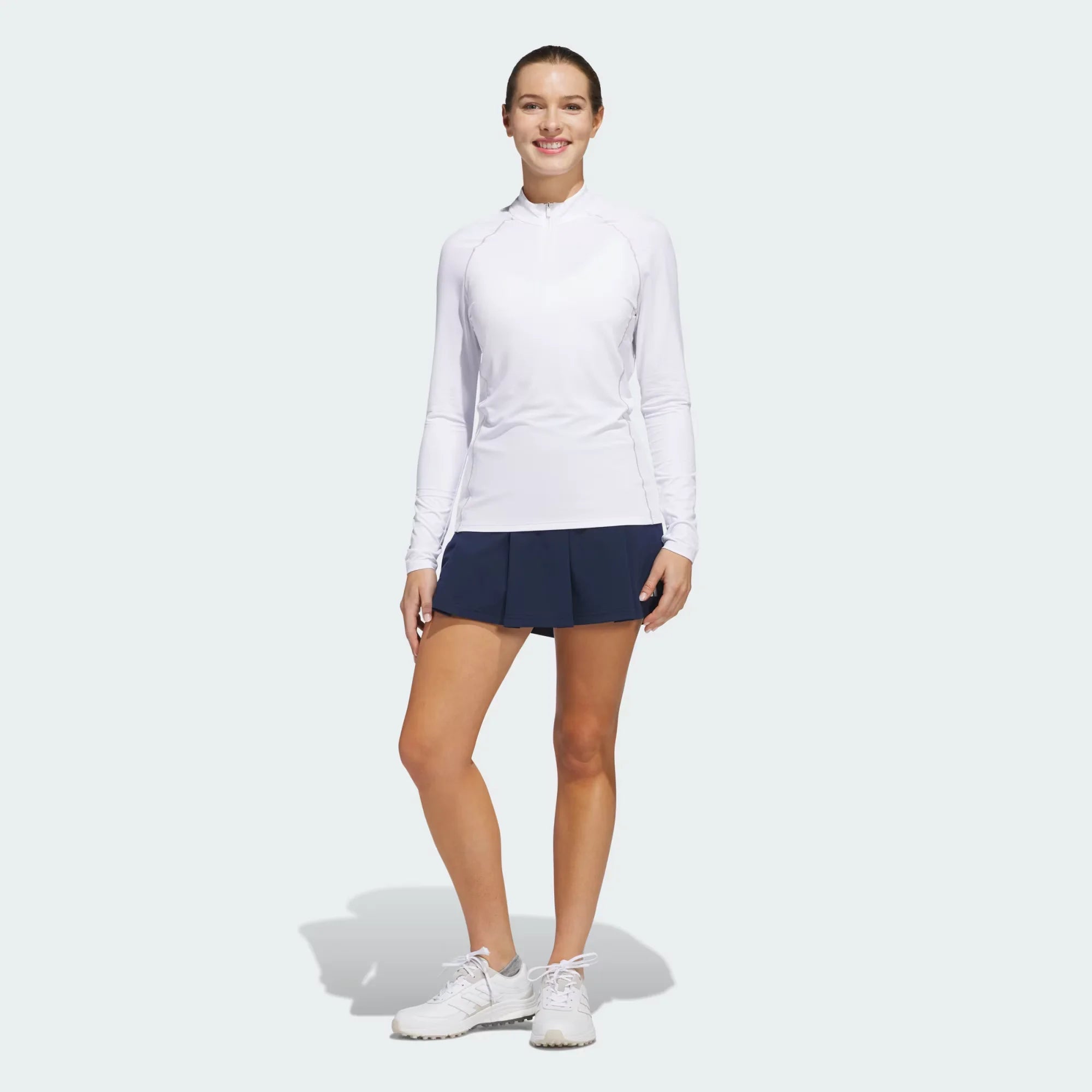 Adidas Women Ultimate365 Solid Quarter-Zip Mock Polo Shirt