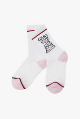 WAAC 23SS WOMEN COLOR POINT MID NECK SOCKS PINK ONE SIZE