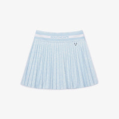 SOUTHCAPE S22 WOMEN LOGOBAND PRINT PLEATED SKIRT LIGHT BLUE