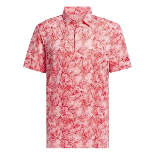 Adidas Men Ultimate365 Mesh Print Polo Shirt Semi Pink Spark Better Scarlet