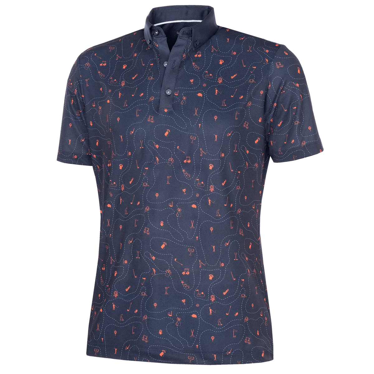 GALVIN GREEN MIRO BREATHABLE SHORT SLEEVE SHIRT NAVY ORANGE