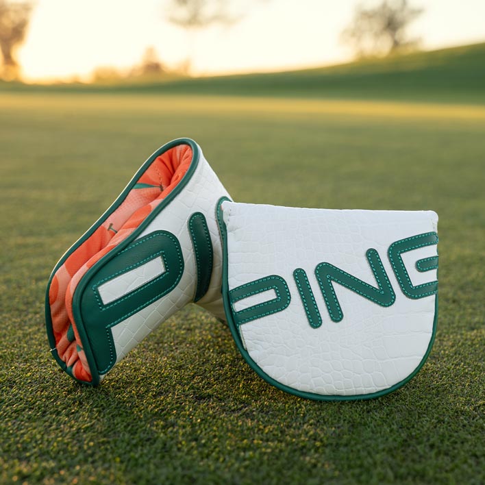 PING 2024 HERITAGE MALLET PUTTER HEADCOVER WHITE/GREEN