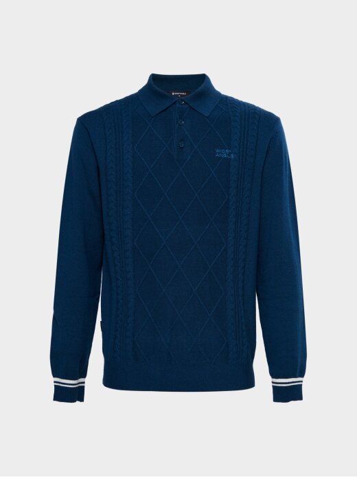 W.ANGLE Men's CO Nordic Cable Polo Sweater