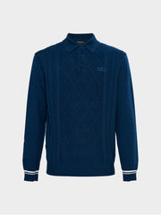 W.ANGLE Men's CO Nordic Cable Polo Sweater