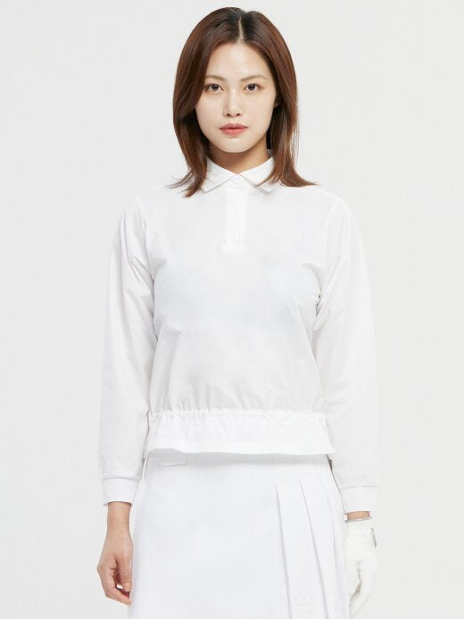 W.ANGLE Women's TO Loose Fit Woven Polo Shirt L