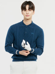 W.ANGLE Men's CO Nordic Cable Polo Sweater