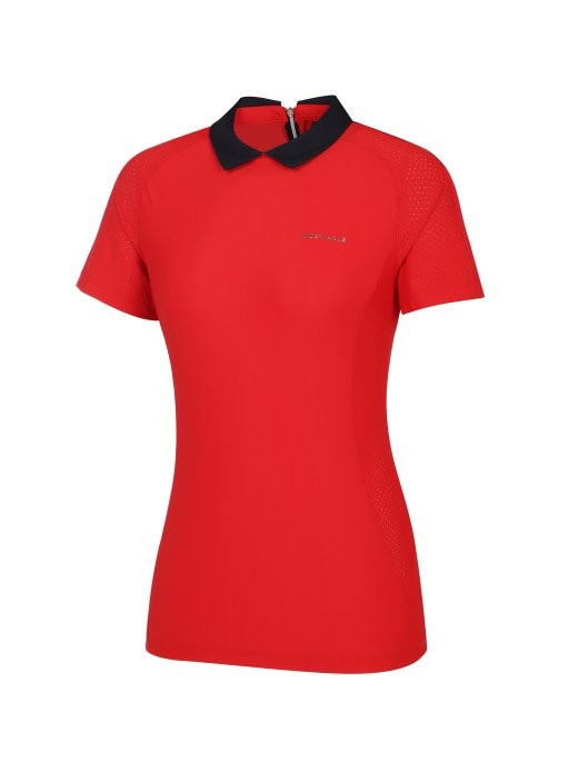 W.ANGLE Women's TO PRO Punching Mix Zip-Up Polo T-Shirt