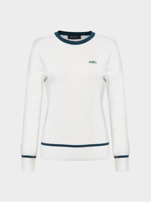 W.ANGLE Women's TO Cable Tie Round Neck Sweater