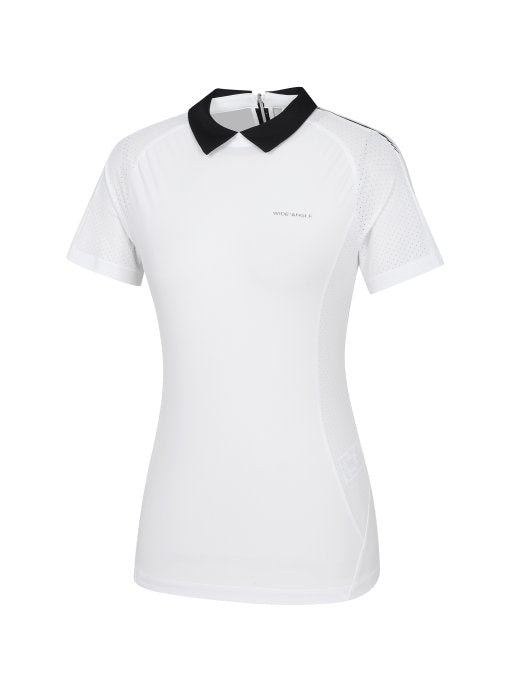 W.ANGLE Women's TO PRO Punching Mix Zip-Up Polo T-Shirt