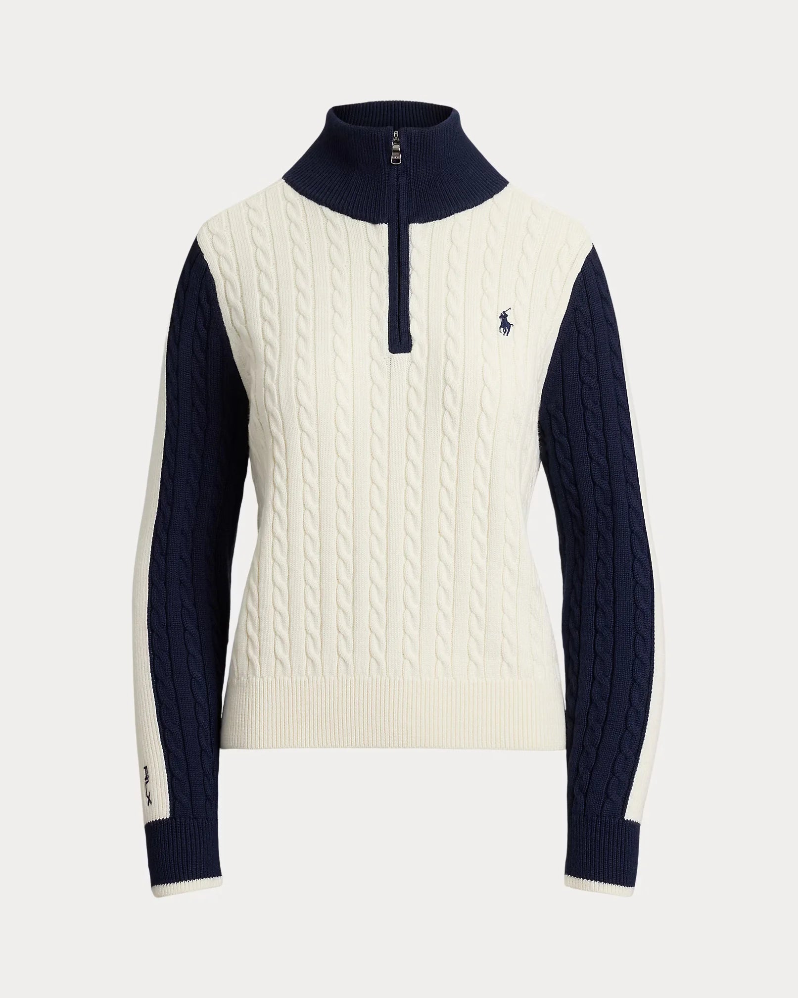 Ralph Lauren RLX Women Paneled Cable-Knit Quarter-Zip