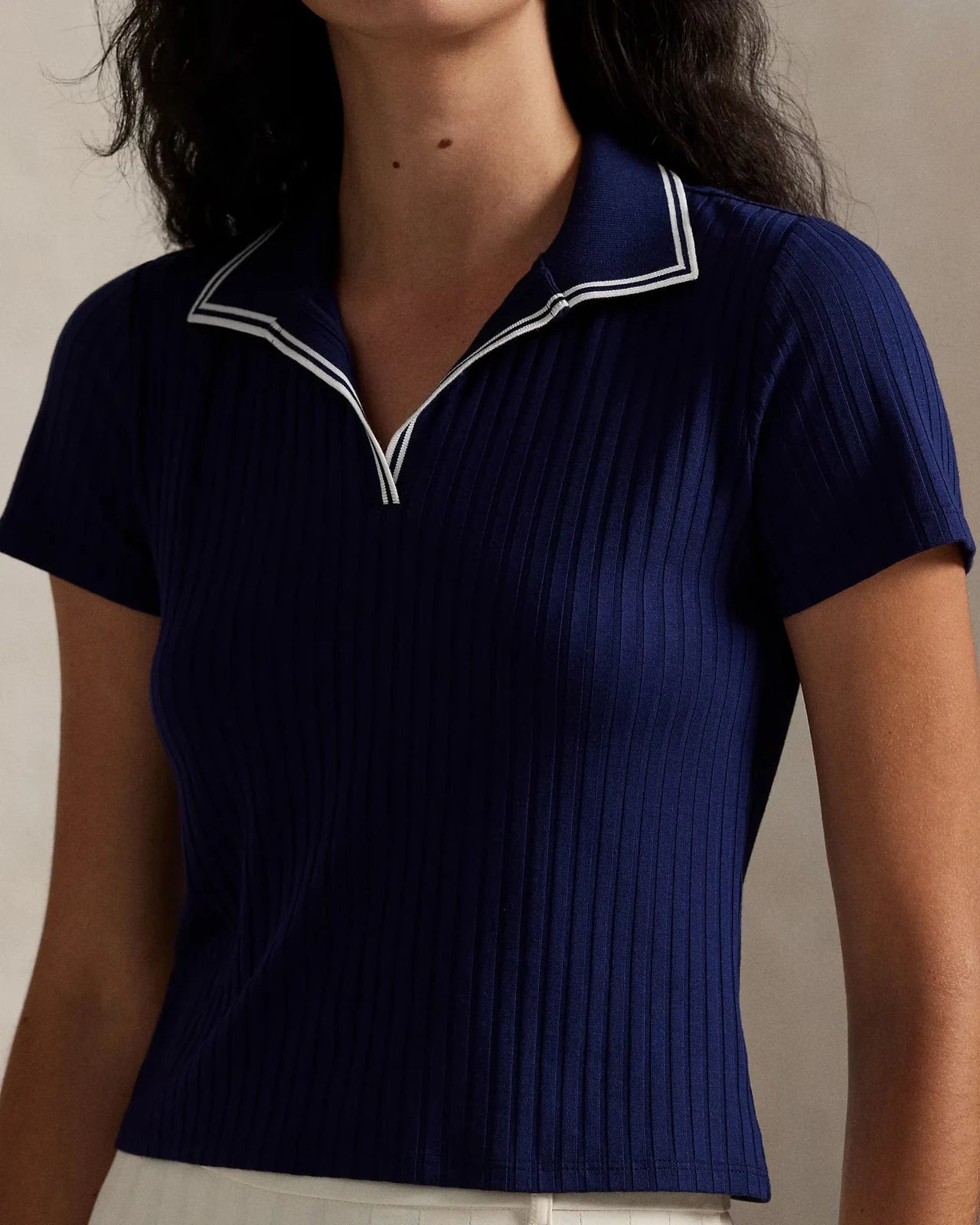 Ralph Lauren RLX Women Slim Fit Rib-Knit Cricket Polo Shirt