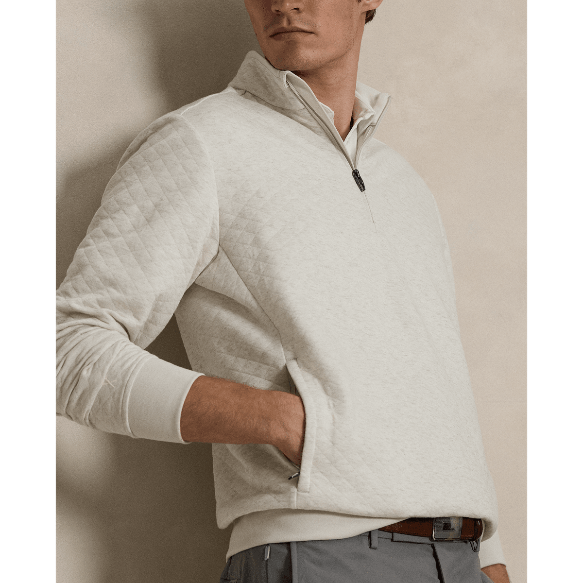 Ralph Lauren RLX Men Quilted Double-Knit Mockneck Sweatshirt